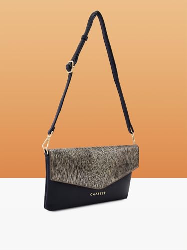 Caprese Ava Clutch, Large | Versatile Clutch for Women with Adjustable & Detachable Straps & Secure Zip Closure | Stylish Shoulder Bag | Perfect for Parties, Weddings & Special Occasions (Gold)