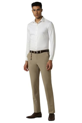 Men Beige Solid Trousers