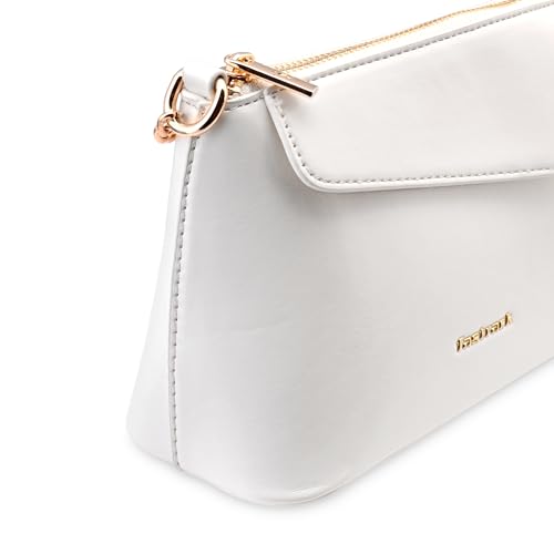 Fastrack MiniBae Sling | White Faux-Leather Women’s Handbag | Silver Hardware & Spacious Main Compartment