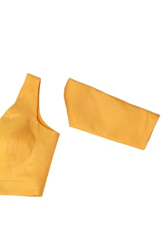 Soch Womens Mustard Tussar V-Neck Back-Open Sleeveless Blouse