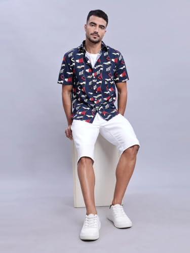 Regular Fit Printed Mid Rise Shorts White
