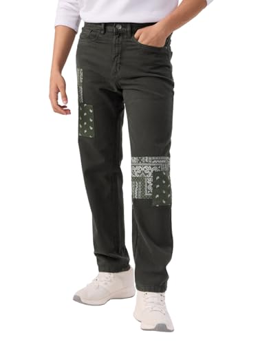 The Souled Store Denim: Olive Indie Straight Fit Cotton Blend Jeans for Men and Boys - Embrace Effortless Style and Comfort