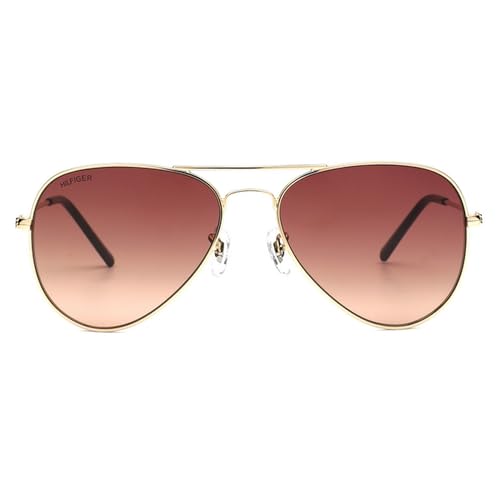 Tommy Hilfiger Eyewear Brown Lens Gold Frame Full Rim Aviator Shape  Branded Latest and Stylish Sunglasses 100% UV Protection Mens