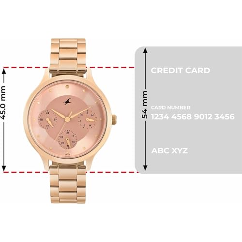 Fastrack Plain 3 Hands Green Dial Rose Gold Plating Stainless Steel Women's Watch - NT6285WM03