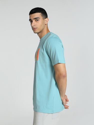 Puma Men's Graphic Print Regular Fit T-Shirt (630789_Porcelain
