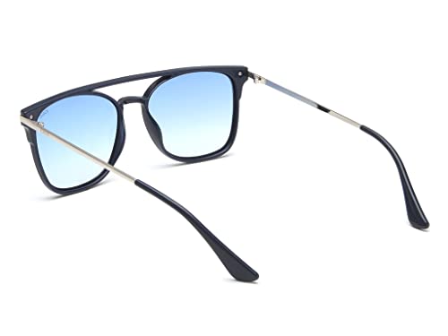IDEE 100% UV protected sunglasses for Men | Size- Medium | Shape- Square | Model- IDS2686C3SG (Matt Blue-Shiny Blue-Shiny Silver)