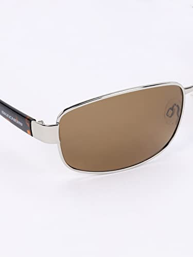 Skechers Men Polarized Rectangular Silver Sunglasses, Large