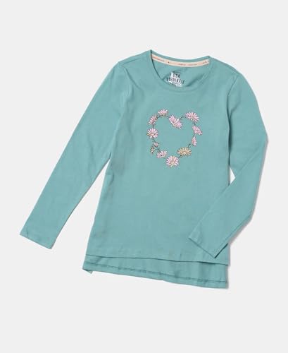 Jockey Girl's Super Combed Cotton Graphic Printed Regular Fit Full Sleeve T-Shirt_Style_UG11_Oil Blue_11-12 Yrs