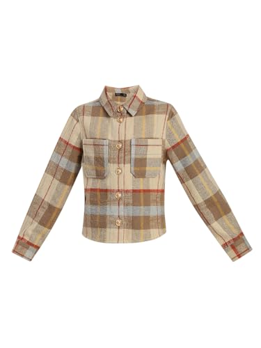 VERO MODA Girl's Checked Regular Fit Brown Shirt