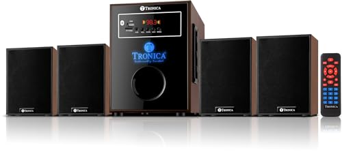 Elwood 4.1 Bluetooth Home Theatre System by TRONICA - 8mm Handcrafted Wood, Supports pendrive/Aux/Fm with Remote