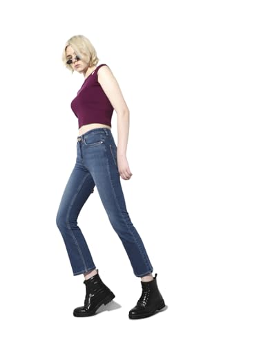 ONLY Women's Solid Flared High-Rise Blue Jeans