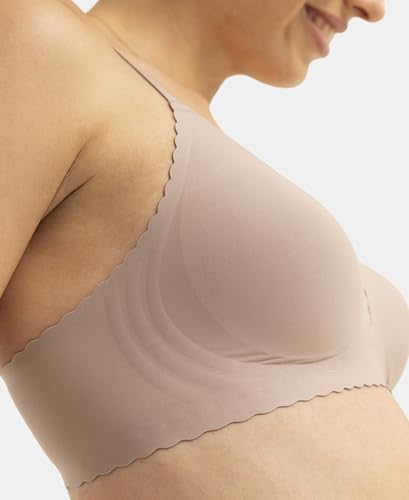 Jockey 1844 Women's Wirefree Padded Soft Touch Microfiber Elastane Medium Coverage Bonded Tech T-Shirt Bra with Reinforced Side Support_Oyster_34B