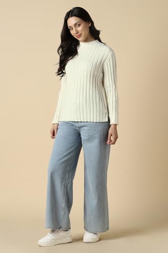 Women Beige Textured Round Neck Casual Sweater