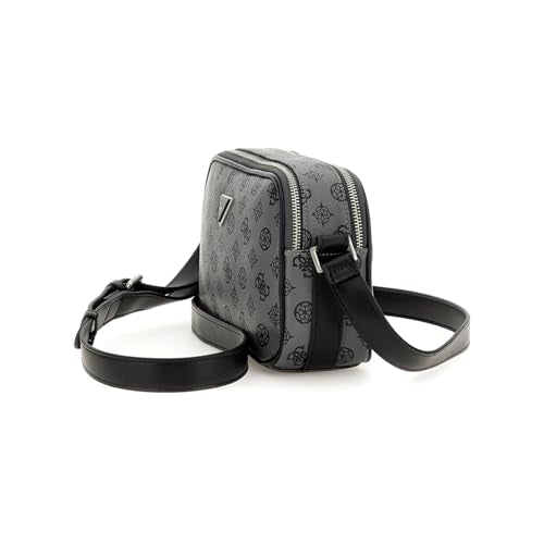 GUESS Men Grey Printed Crossbody Bag with Zip Closure