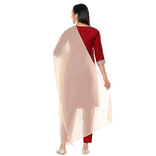 Rangriti Women's Gold Poly Chiffon Dupatta_FREE