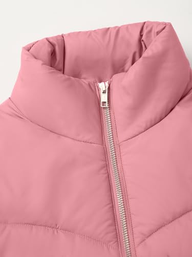 The Souled Store Two Hearts Women and Girls Full Sleeves Spread Collar Pink Chevron Quilted Polyester Regular Fit Lightweight Everyday Puffer Jacket