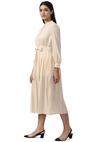Van Heusen Women's Polyester Classic Below The Knee Dress (VWDRFRGPV35105_Cream_S)