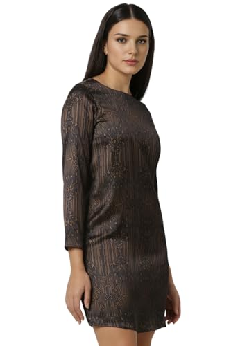 Van Heusen Women Black Print Thigh-Length Party Dress