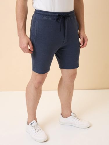 Status Quo Men’s Cotton Blend Solid Drawstring Shorts | 60% Cotton 40% Polyester | Regular Fit, Above Knee | Side Pockets & Waistband for Casual, Gym & Lounge