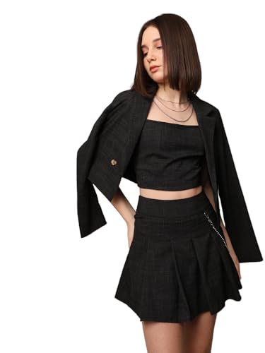 ONLY Women Solid Regular Fit Casual Black A-line Skirt