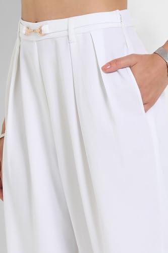 Annabelle by Pantaloons Women's Loose Casual Pants (SS25WWANBWV00071C36A33 DE Blanc