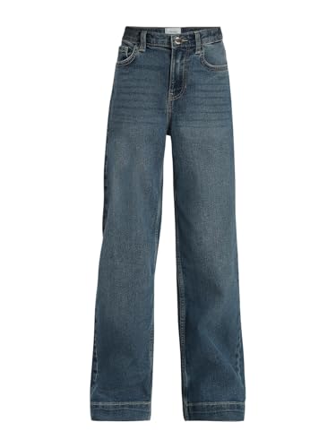 VERO MODA Girl's Solid Wide Leg High Rise Blue Jeans