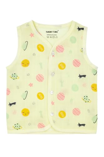 TUMMY TIME Muslin Cotton Jabla for Baby Boys & Girls - Pack of 3 | Soft Button Jhabla Vest for 6 to 12 Months | Baby boy Dress