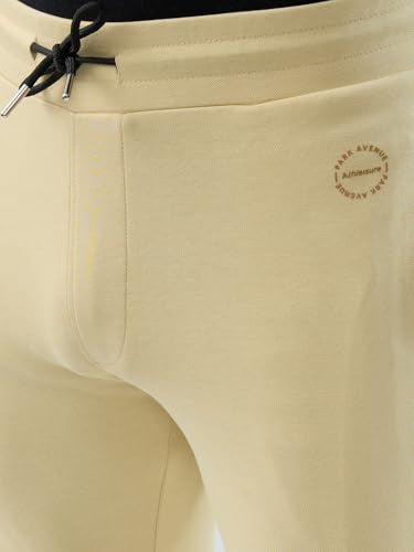 Park Avenue Men Slim Fit Solid Pattern Cotton Polyester Blend Flat Front Casual Jogger Pant