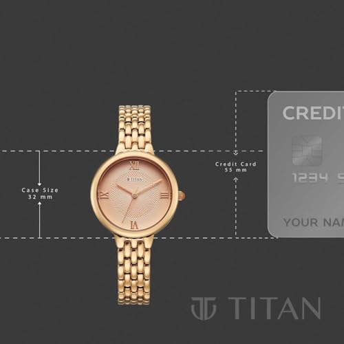 Titan Eminence Quartz Analog Pink Dial Rose Gold Strap Watch for Women