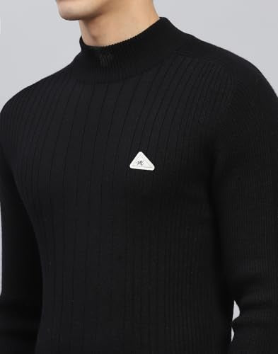 Monte Carlo Mens Black Solid High Neck Full Sleeve Pullover (1240567TN-118-46)