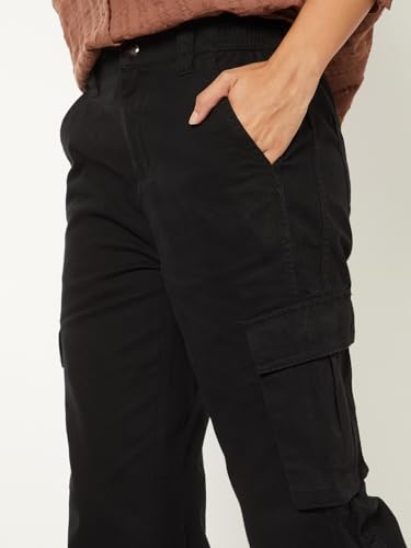Max Women Solid Cargos (Black_XS)