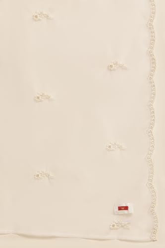 W for Woman White Organza Embroidered Dupatta (Size: Free Size)-W82234-400384