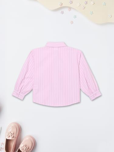 Max Girls Striped Regular Fit Shirt (Pink_3-4 Y)