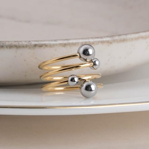 PALMONAS Spring Ball Adjustable Ring for Women - Gift for Girls & Women, Women's Jewellery | Waterproof & Anti Tarnish Rings