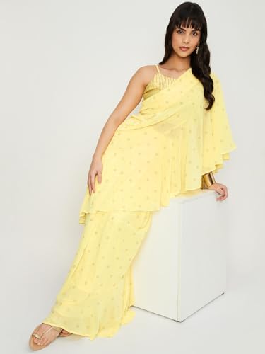 Max Women's Polyester Regular Shirt (CP34020YELLOW