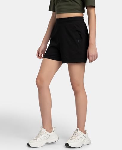 Jockey A157 Womens Super Combed Cotton Rich Straight Fit Shorts with Side Pockets_Black_S