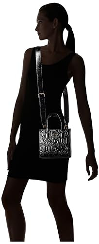 GUESS Polyurethane Black Embossed Women Silvana Mini Tote Bag