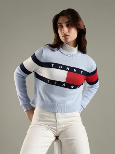 Tommy Hilfiger Women's Cotton Crew Neck Sweaters (F24JWSW090_Blue_2XS)