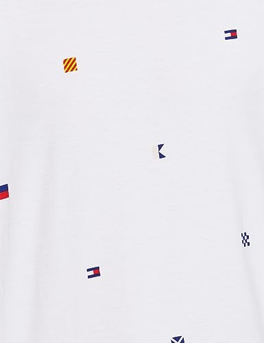 TOMMY HILFIGER Men's Relaxed fit Half Sleeve T-Shirt, White/Multi, S