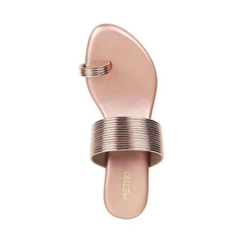 Metro Women's Rose Gold Fashion Kitten Heel Slip-on Sandals UK/7 EU/40 (32-238)