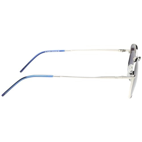 French Connection|Silver Full Frame Oval Sunglasses|Polarized | 100% UV Protection (UV 400) Blue Gradient Faded Lens|Men's & Women's|Small|FC 7642PL C3 51 S