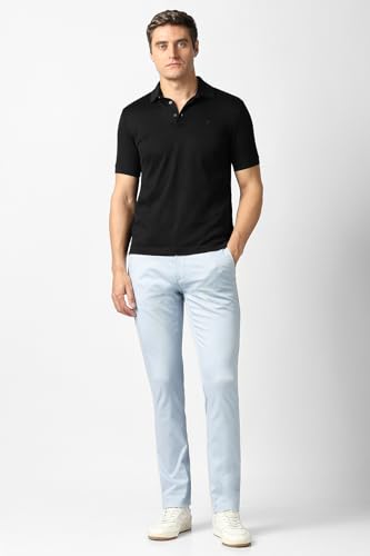 Men Light Blue Textured Trousers