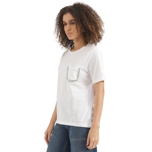 United Colors of Benetton Round Neck Solid Tshirt (Size: L)-25P3099W3F05I101 White