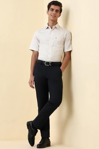 Men White Print Half Sleeves Formal Shirt