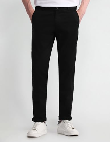 Arrow Slim Fit Dobby Trousers Black