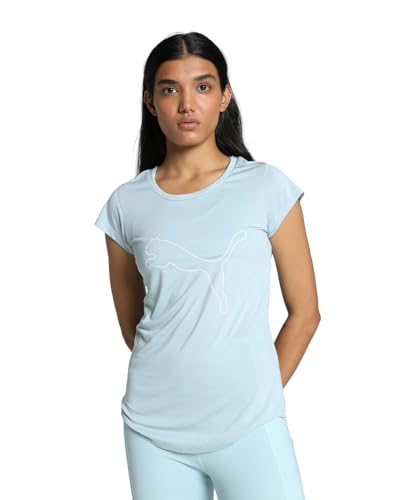 Puma Women's Printed Regular Fit T-Shirt (Turquoise Surf Heather)