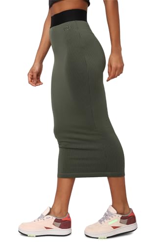 Reebok Womens Polyester Rbk Cardi Rib Skirt (H59313_s, Black, S)