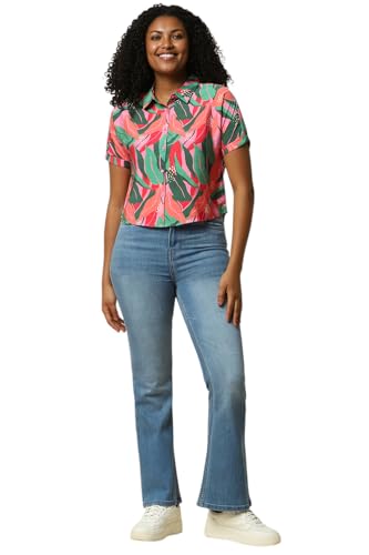 Allen Solly Women Pink Print Short Sleeves Shirt
