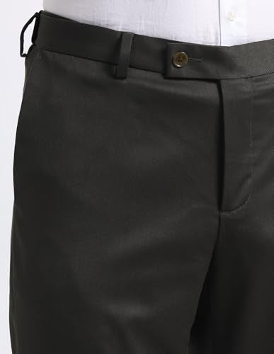 Arrow Men Tapered fit Polyester SolidMid-Rise waistTrousers(ARAEOTR1627_Brown_32)