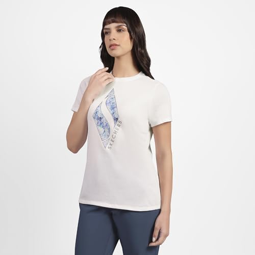 Skechers Women's Floral Diamond Classic Crew T (TS181A-WHT_XS)